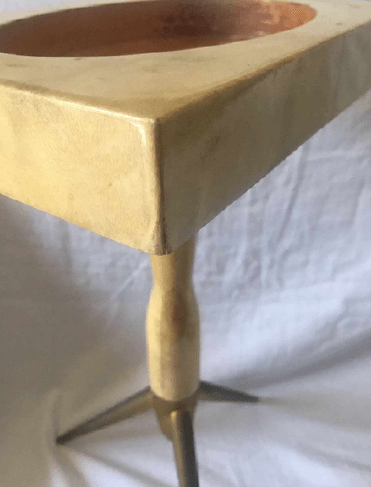 Posacenere a colonna in legno e ottone, anni '50 4