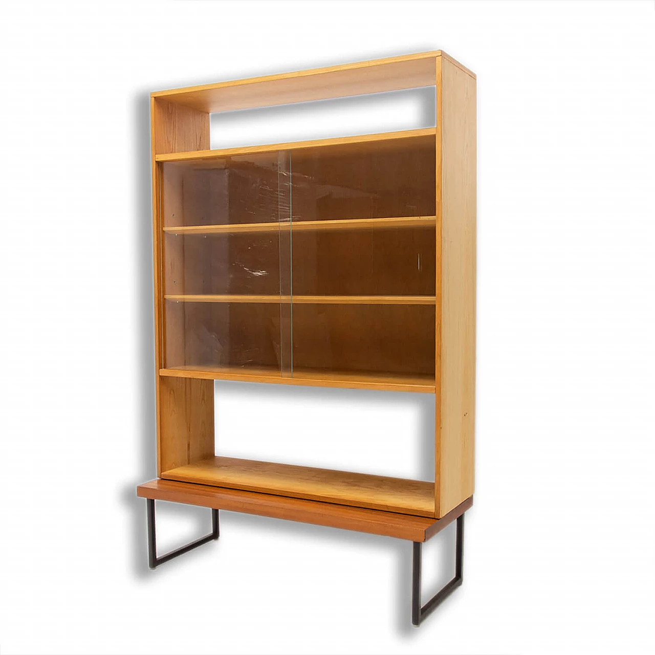 Mahogany bookcase with glass top, 1970s 1