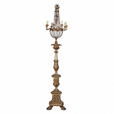 Neoclassical torch in gilded wood, '700