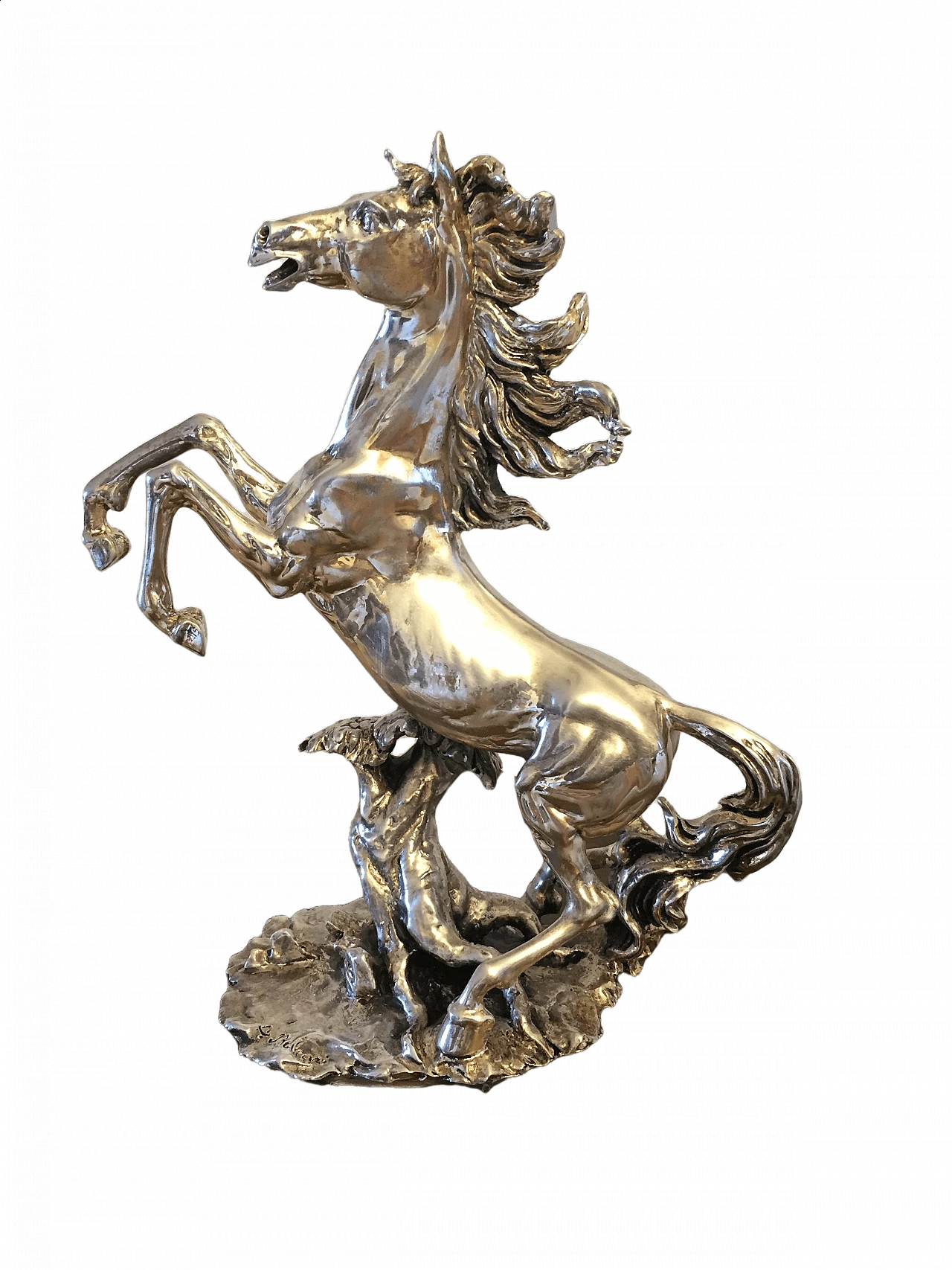 Scultura di cavallo laminata argento di Auro Belcari 15