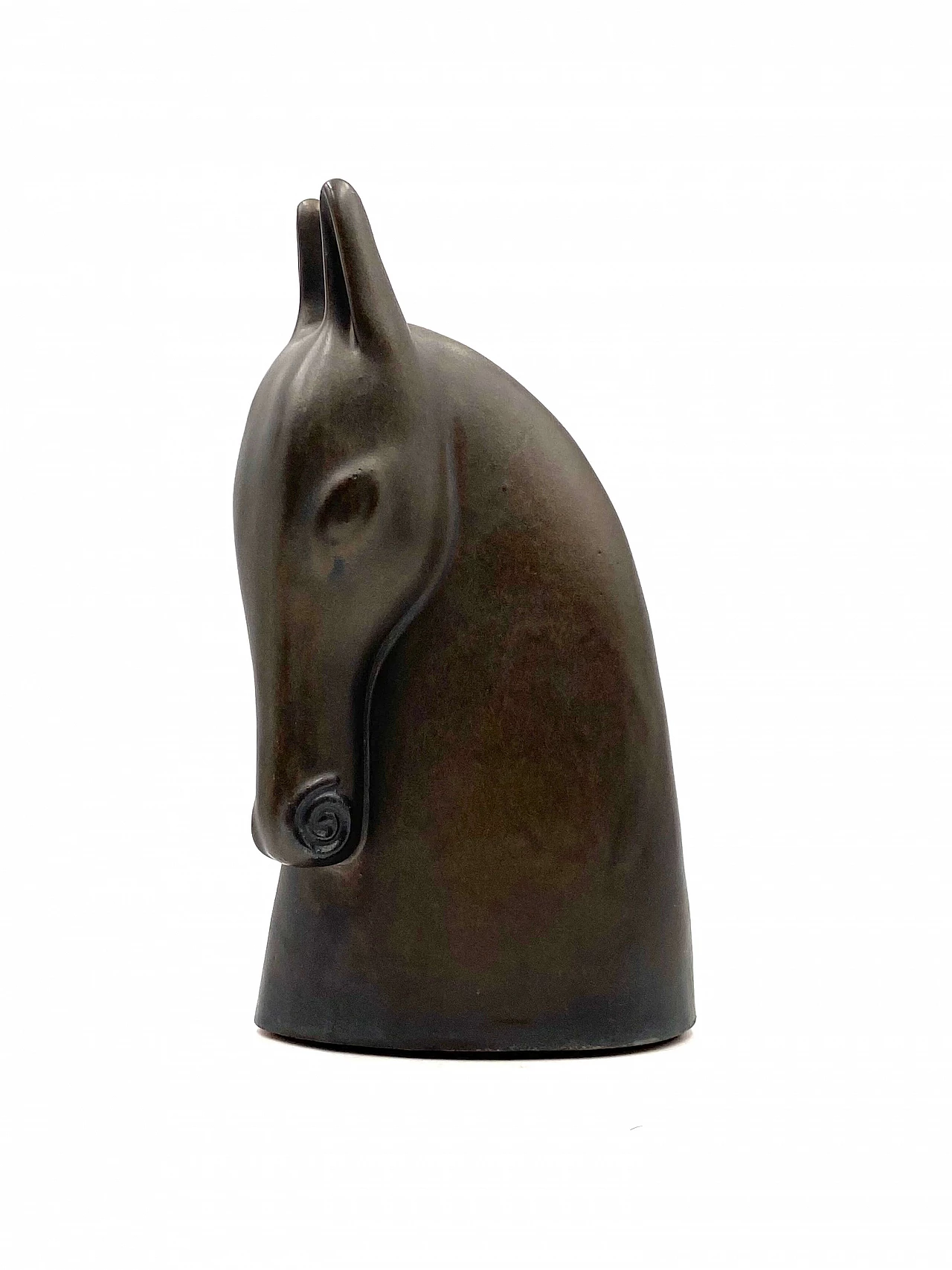 Scultura di terracotta smaltata di testa di cavallo di Anette Edmark, anni '80 1