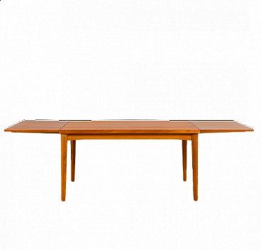 Dining table in teak  with two extensions by Henning Kjaernulf, 1960s