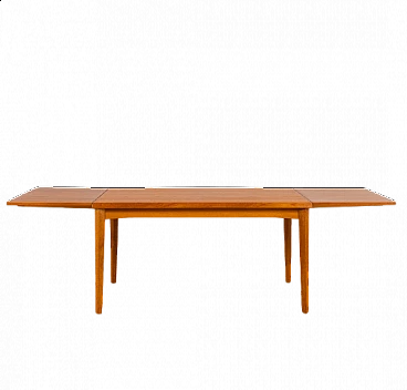 Tavolo da pranzo in teak a due estensioni di Henning Kjaernulf, anni '60