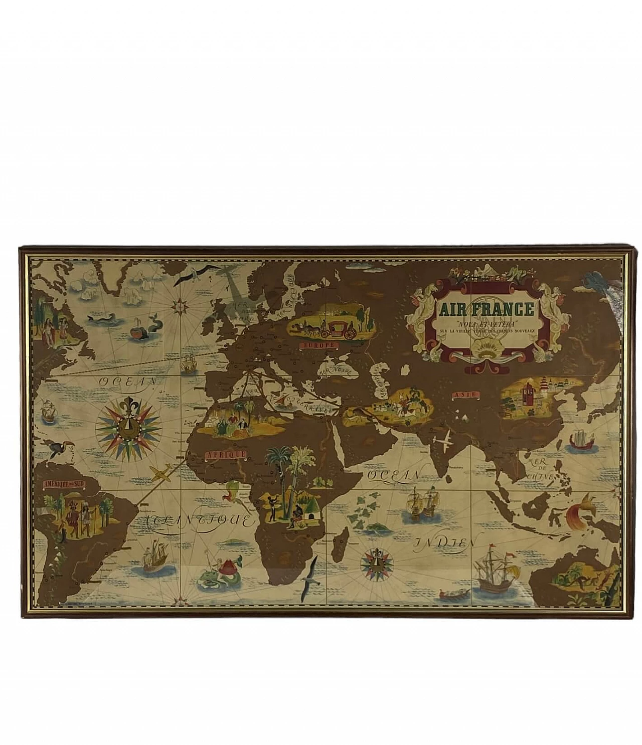 Mappa del manifesto Air France Nova et Vetera di Lucien Boucher, anni '30 1