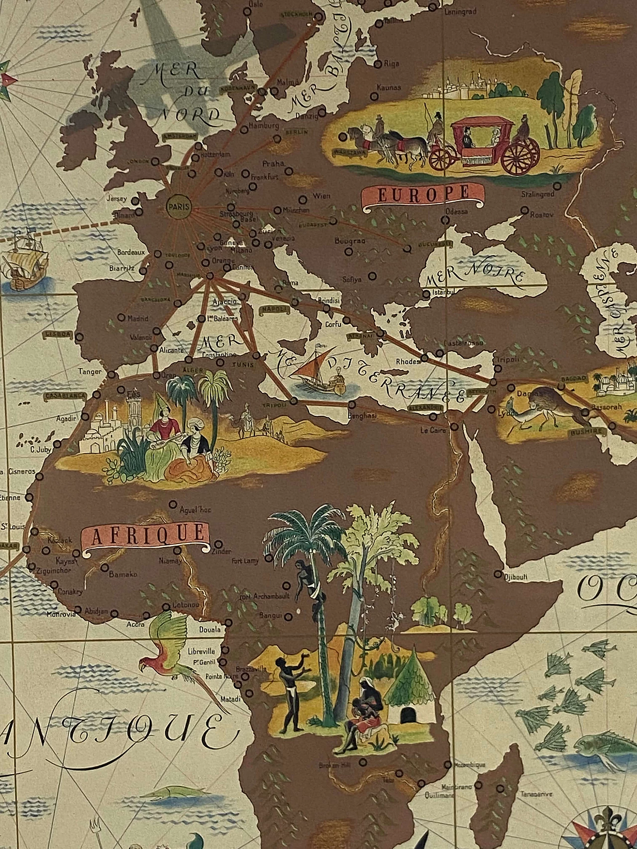 Mappa del manifesto Air France Nova et Vetera di Lucien Boucher, anni '30 5