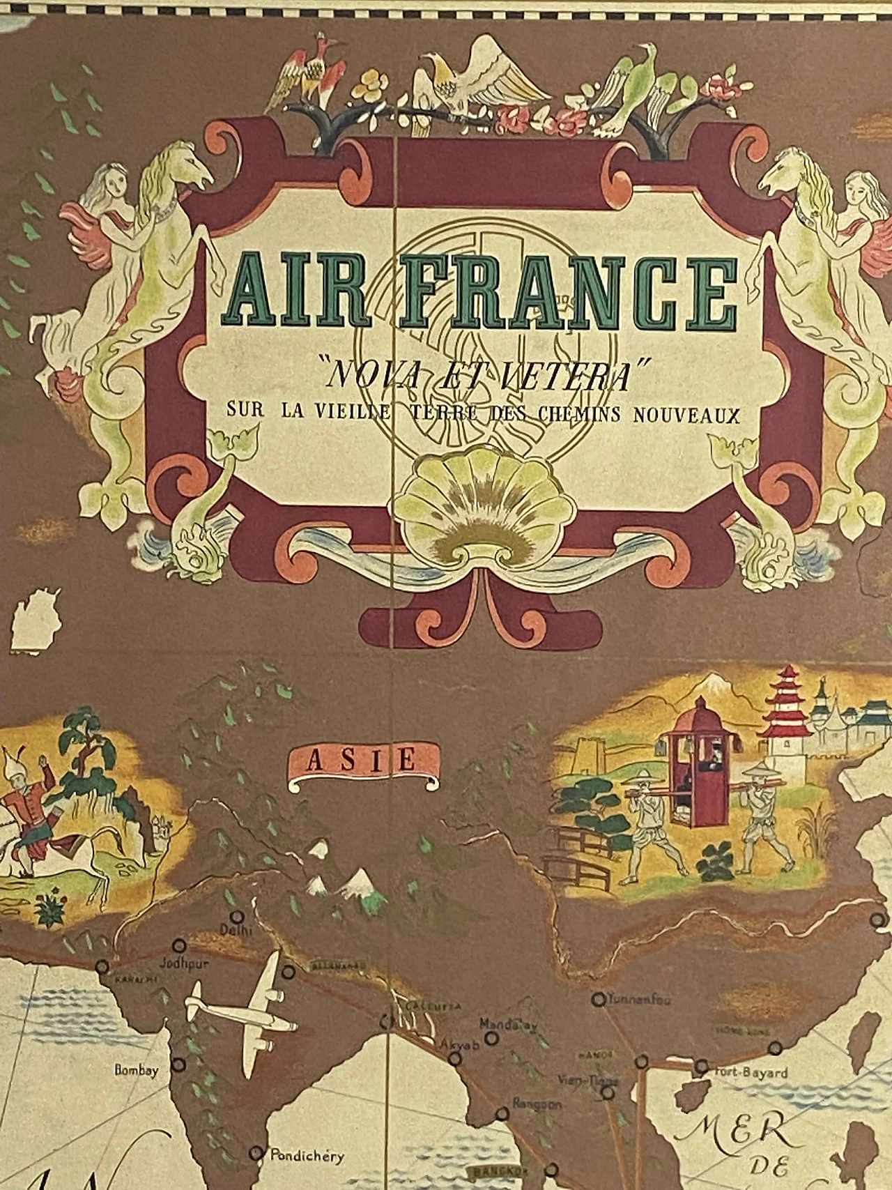 Map of Air France Nova et Vetera poster by Lucien Boucher, 1930s 7
