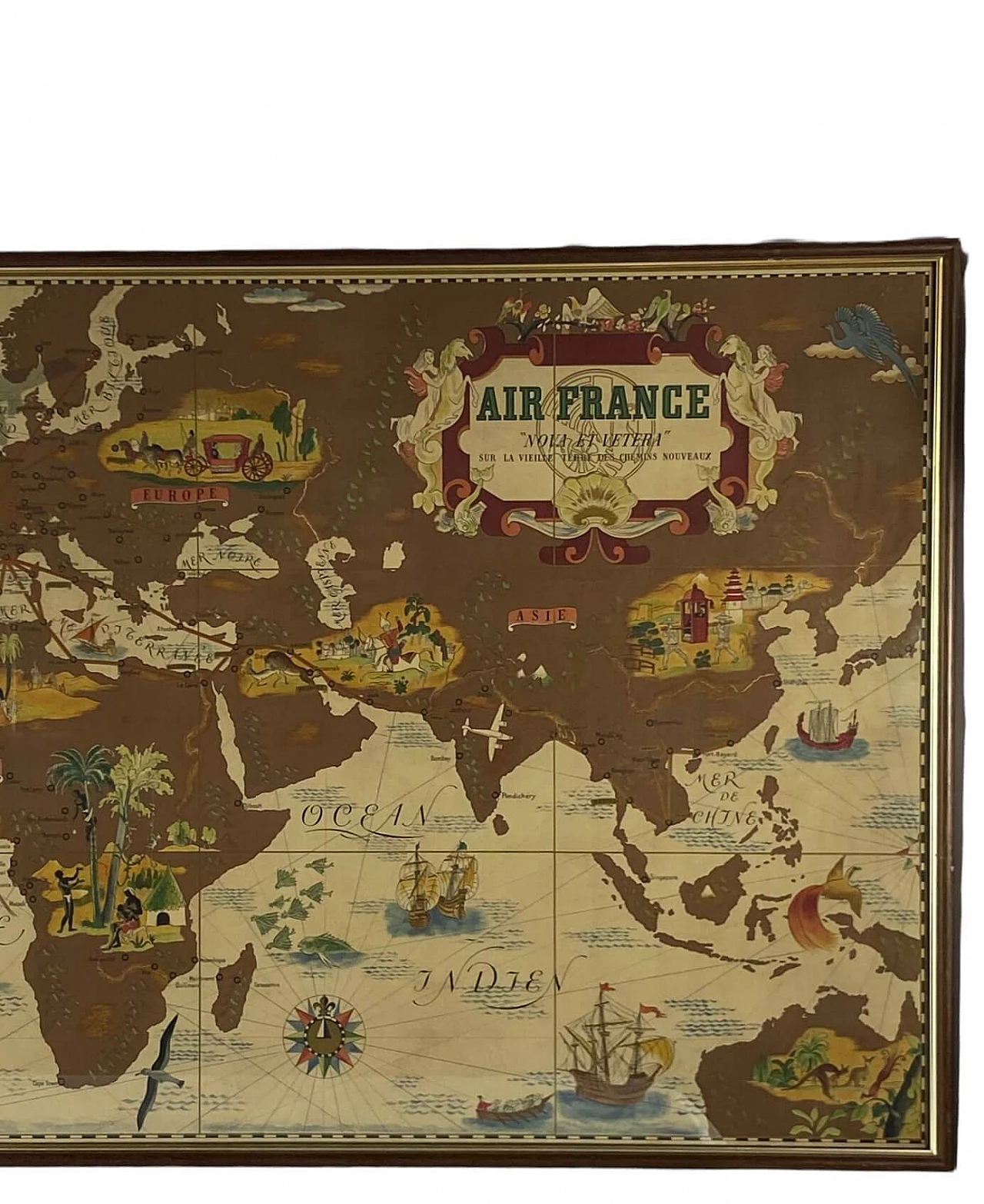 Map of Air France Nova et Vetera poster by Lucien Boucher, 1930s 13