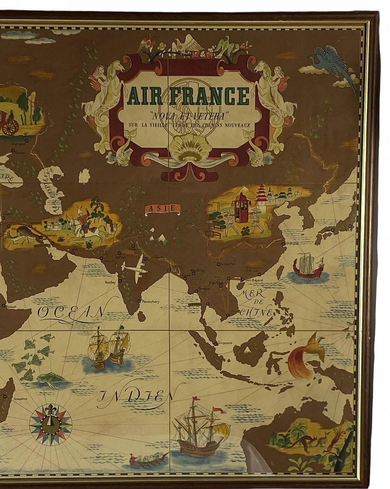 Map of Air France Nova et Vetera poster by Lucien Boucher, 1930s 14