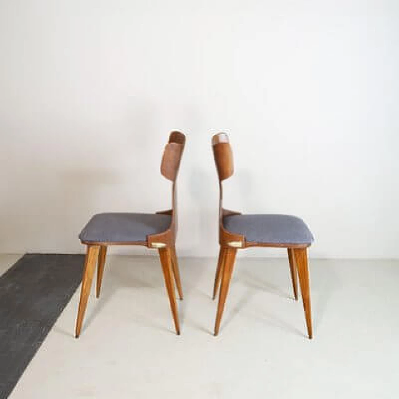 Pair of Curved Wooden Chairs by Carlo Ratti, 1950s 5