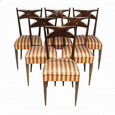6 Mahogany chairs by Franco Buzzi, 1940s