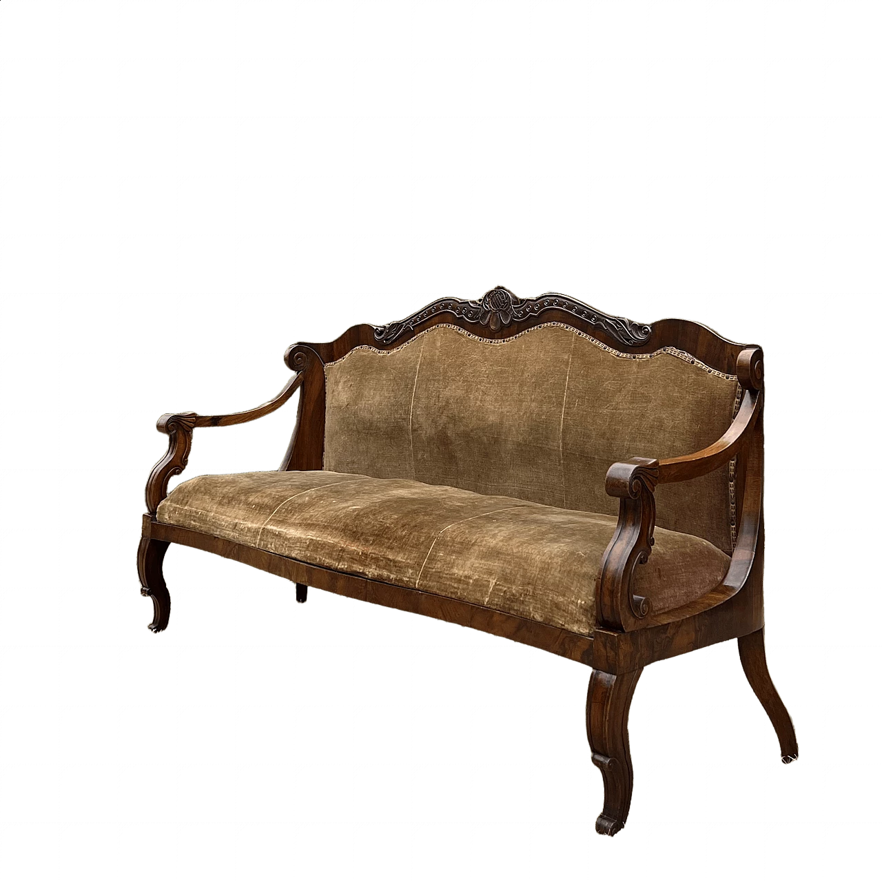 Divano in stile Carlo X in noce, '800 1252763