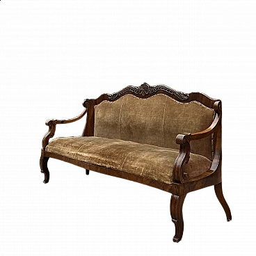 Sofa in the style of Charles X in walnut, 19th century