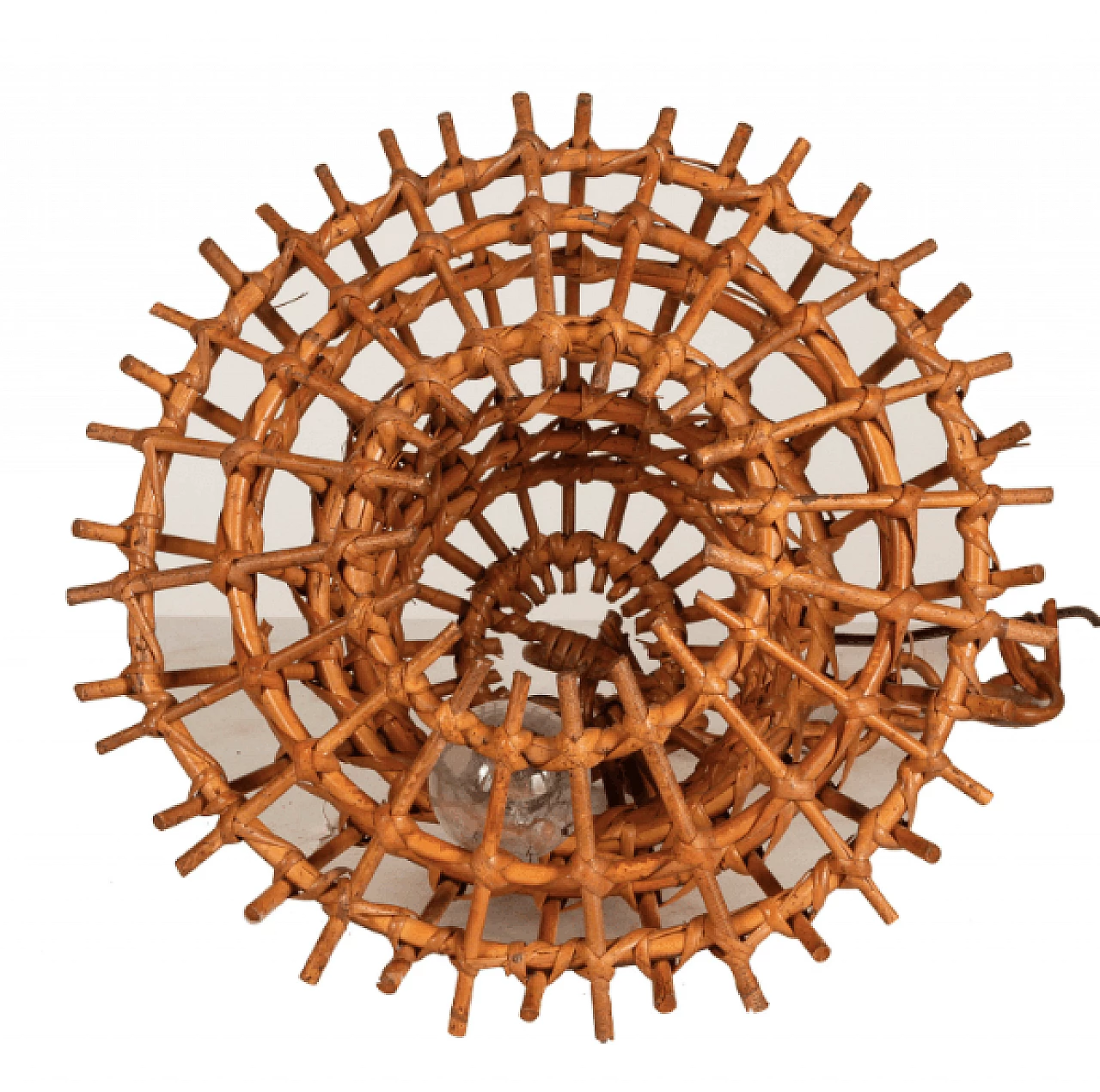 Chandelier in wicker and bamboo, 1960s 4