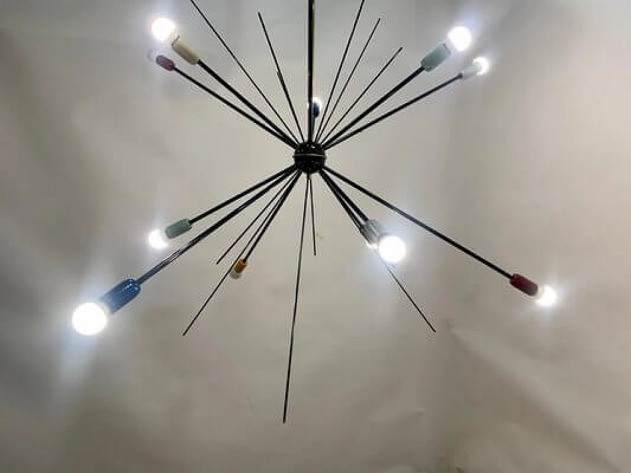 Lampadario Sputnik nero di Stilnovo, anni '40 2