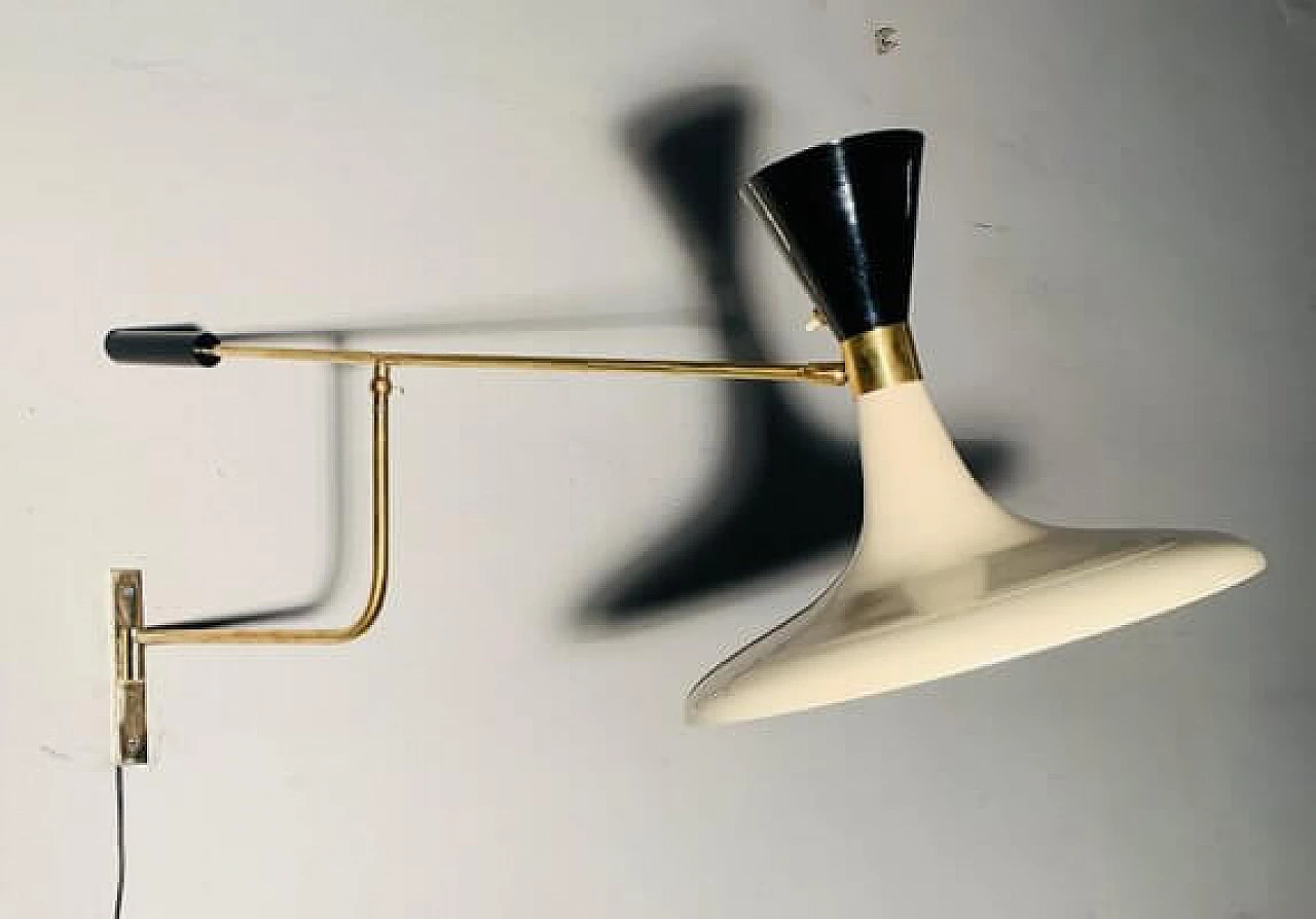 Beige and black wall lamp, 1960s 8