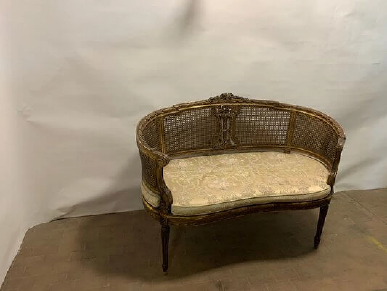French sofa lacquered in gold, late 19th century 1