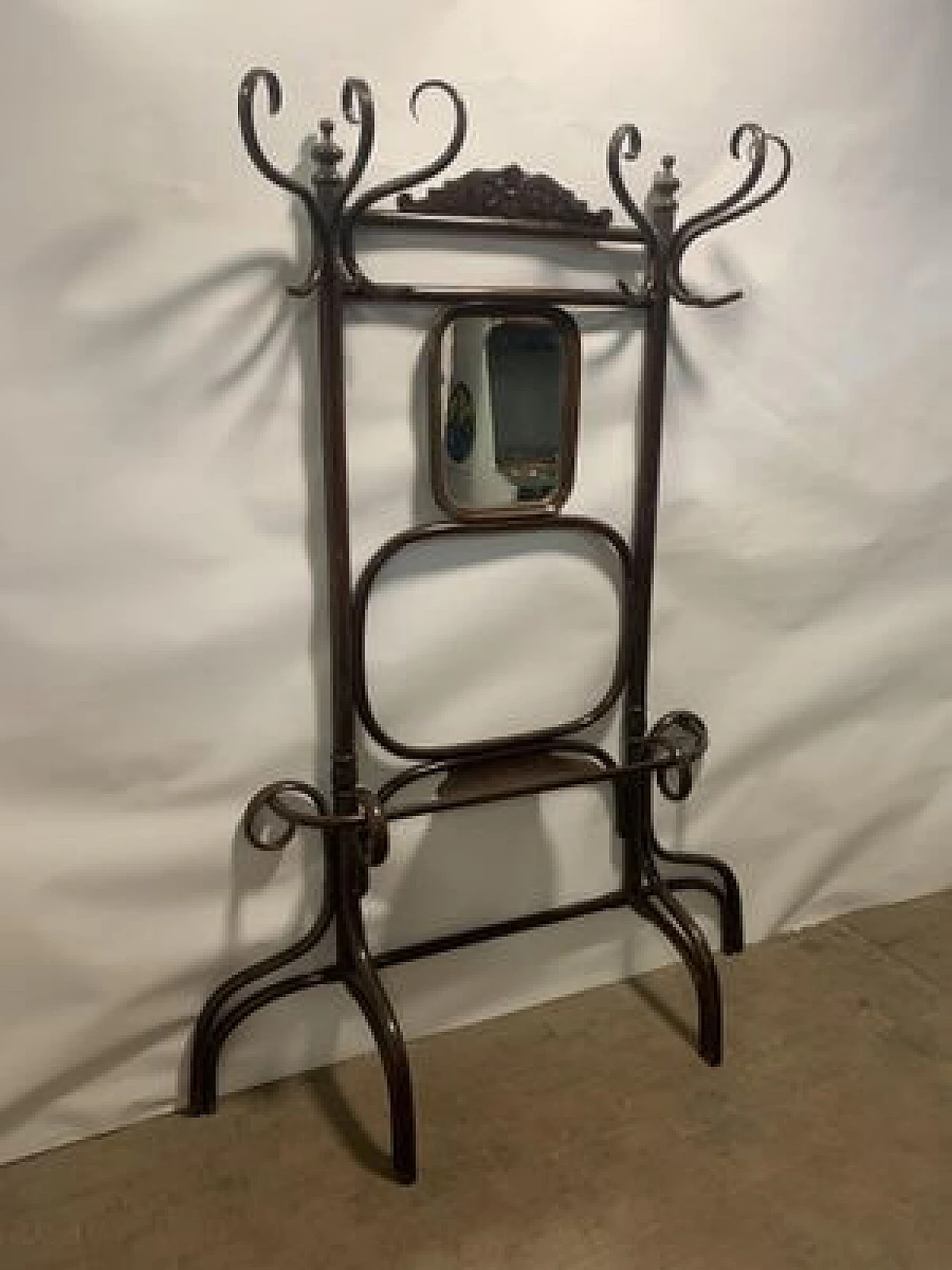 Coat stand with mirror by Thonet for Gebrüder Thonet, late 19th century 1