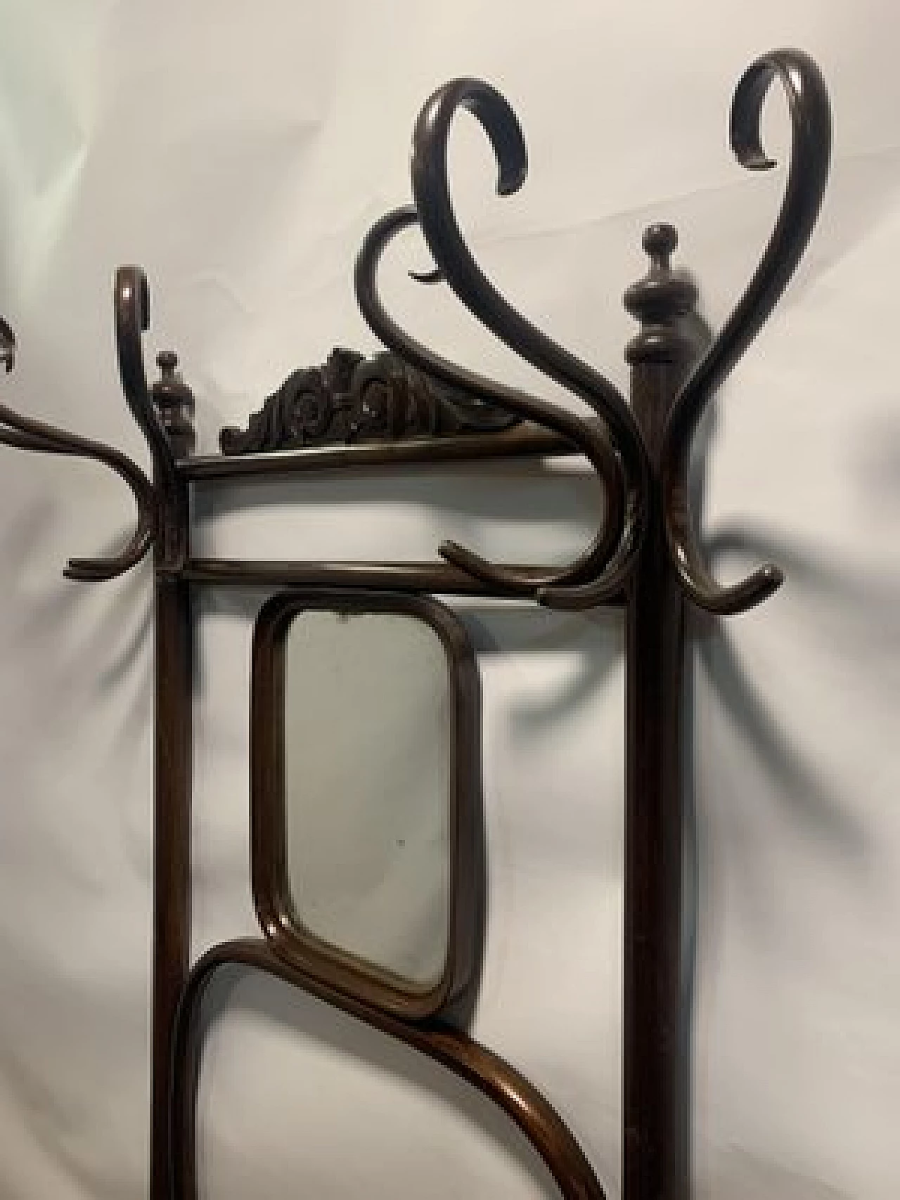 Coat stand with mirror by Thonet for Gebrüder Thonet, late 19th century 9