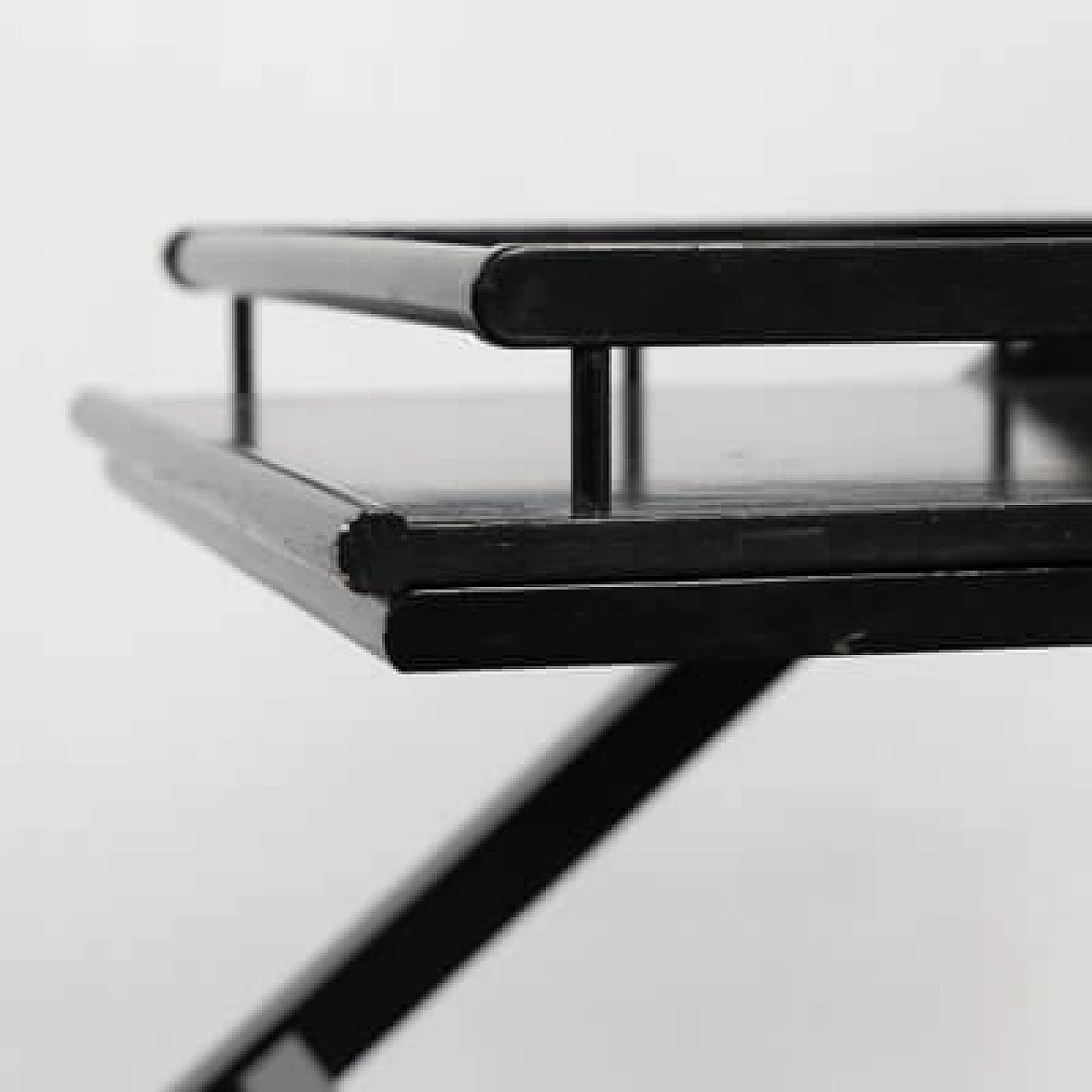 Black laquered ash bar trolley with removable tray, 1970s 12