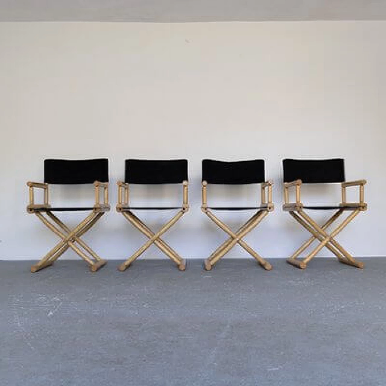 4 Ash and fabric chairs, 1970s 1