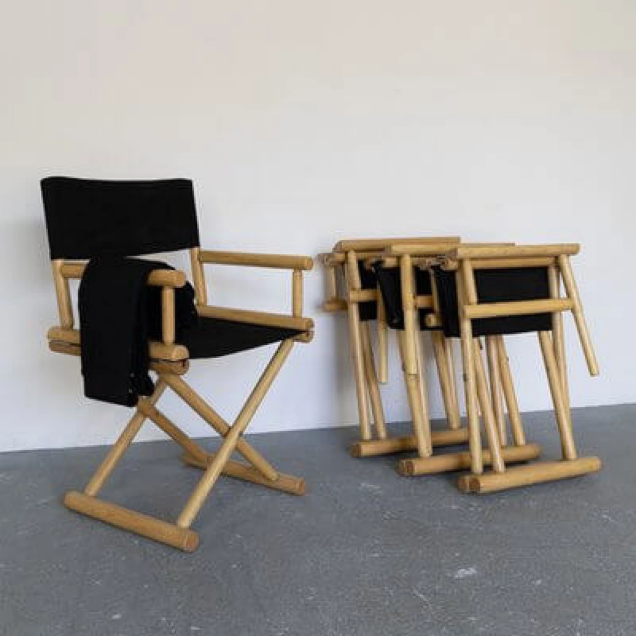 4 Ash and fabric chairs, 1970s 2