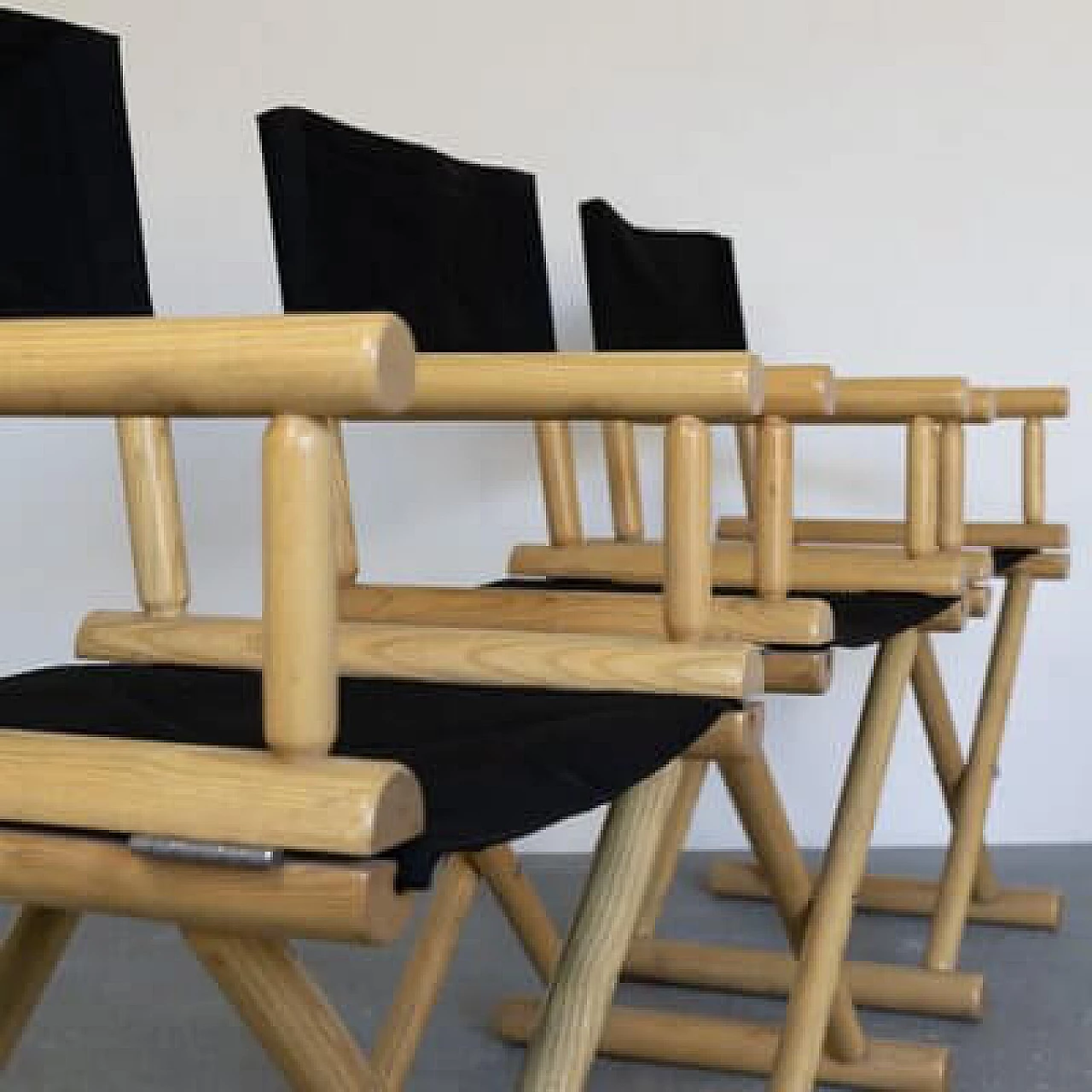 4 Ash and fabric chairs, 1970s 6