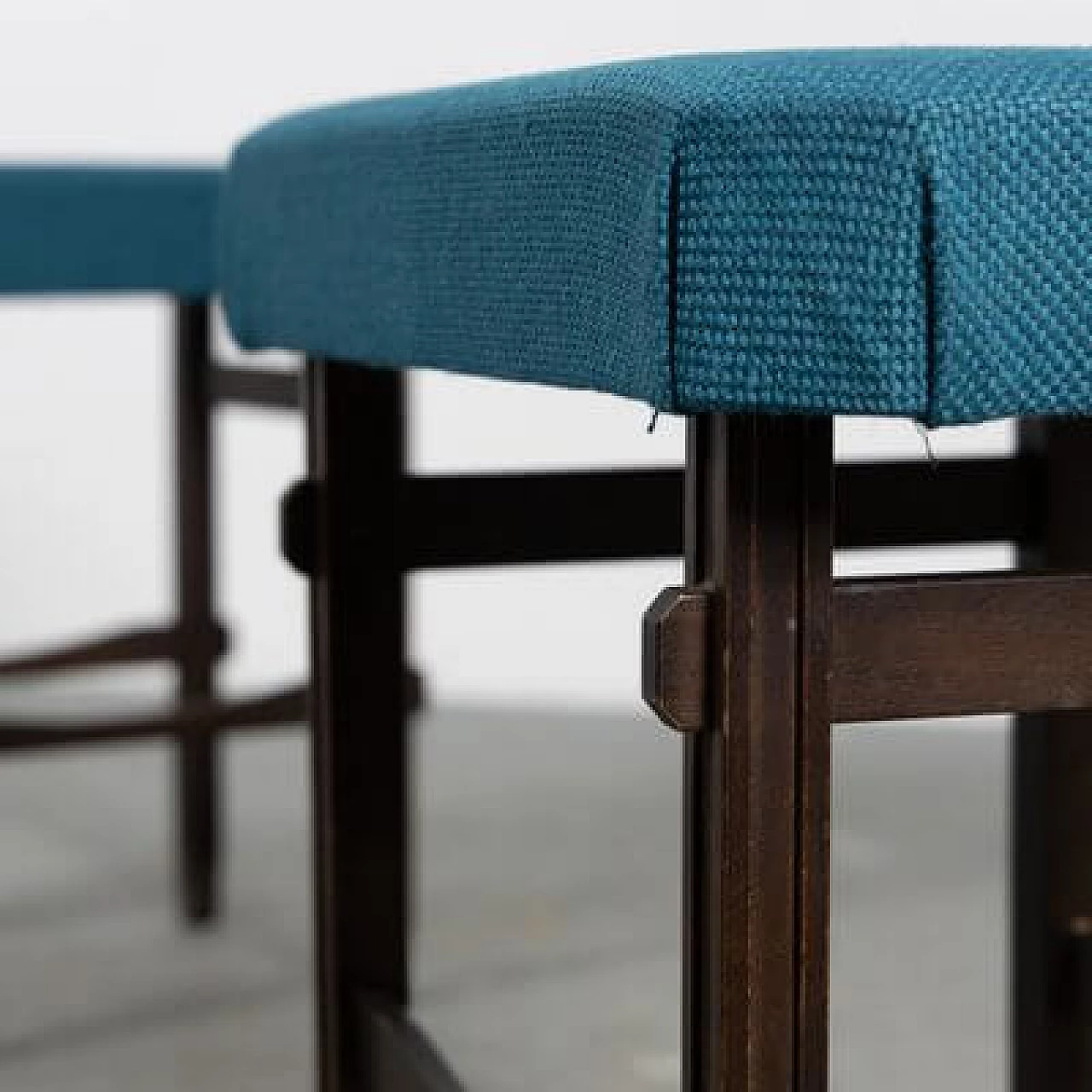 Pair of beech and fabric stools, 1950s 7