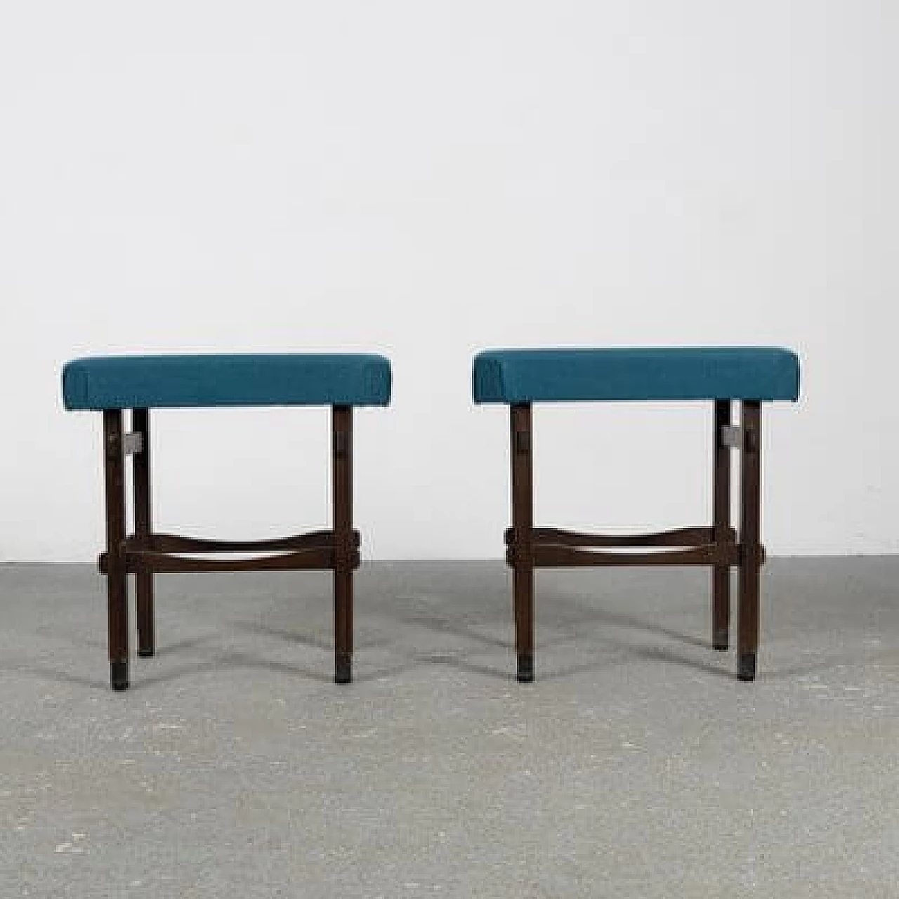 Pair of beech and fabric stools, 1950s 13