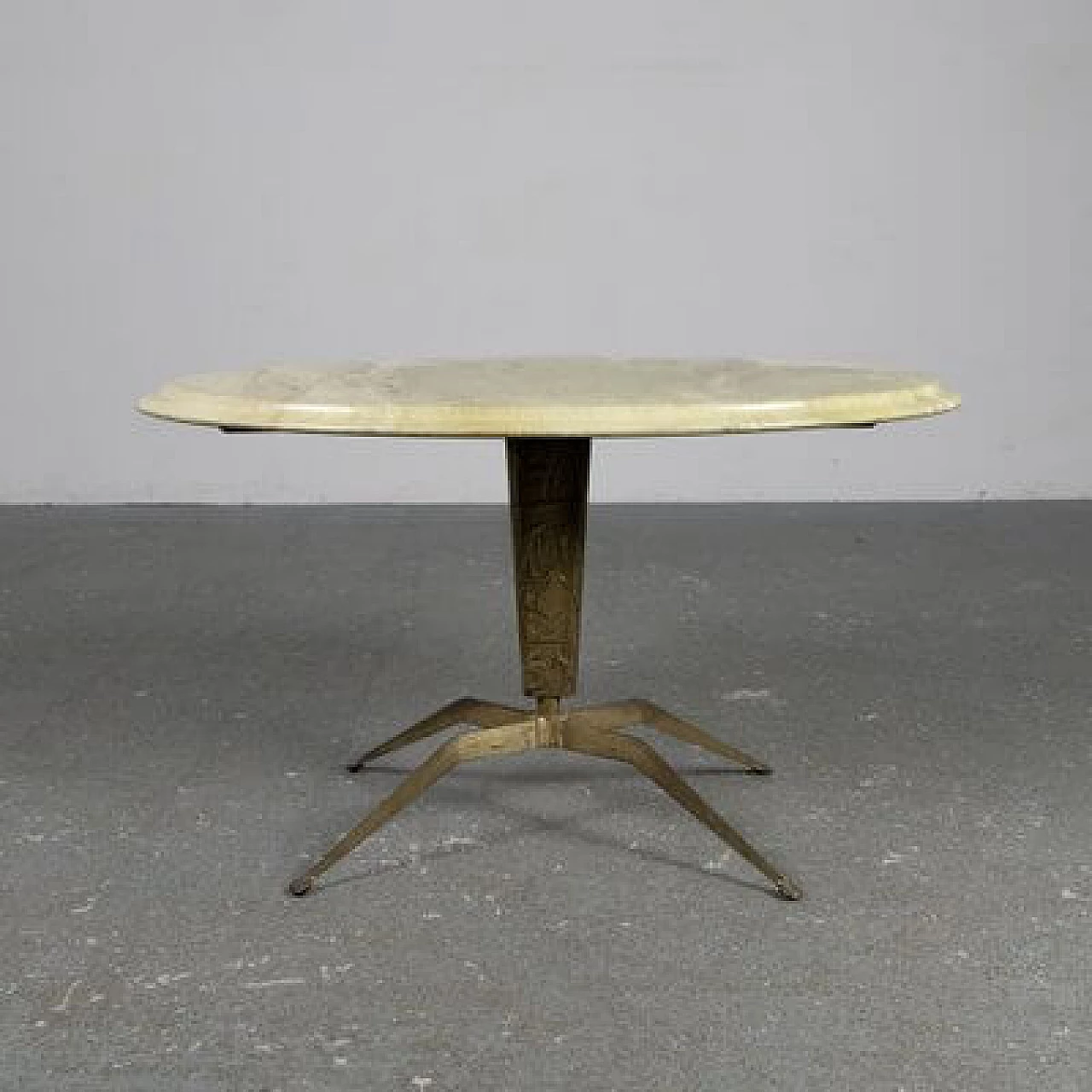 Round table with brass base, 1950s 8