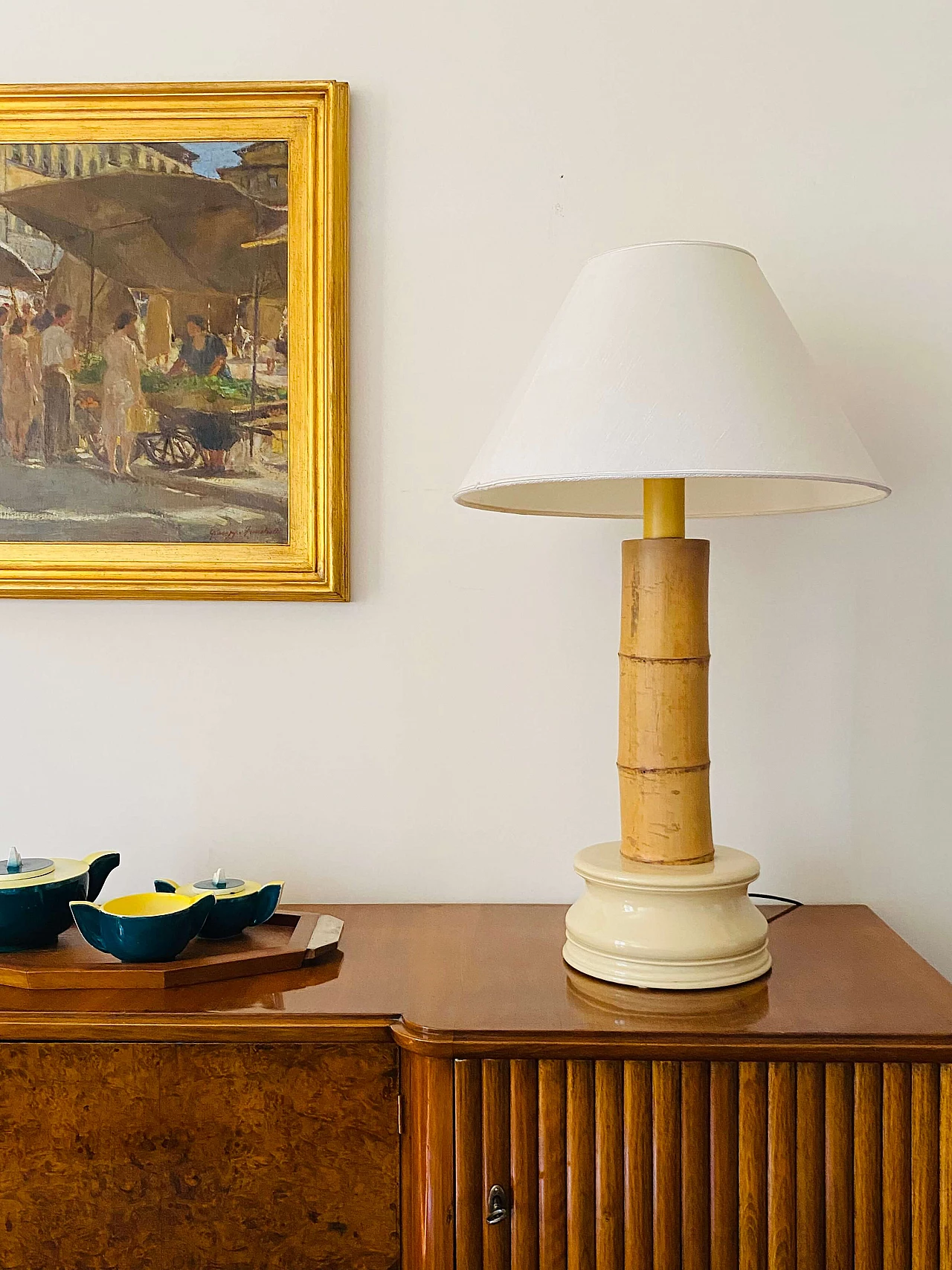 RCM 1867 Ravarini Castoldi bamboo table lamp, 1970s 2