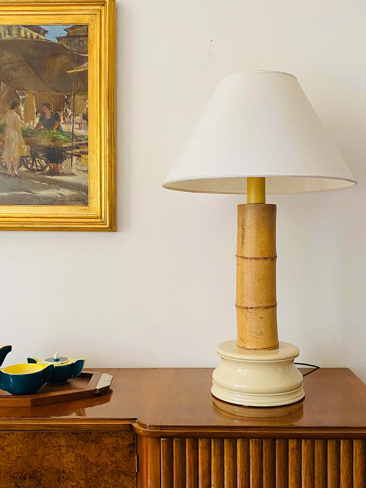 RCM 1867 Ravarini Castoldi bamboo table lamp, 1970s 3