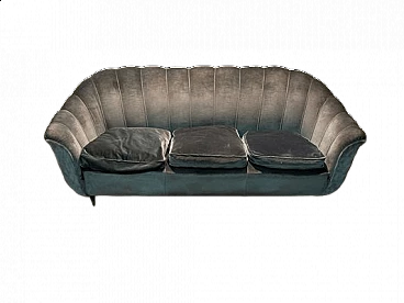 Velvet sofa with wooden structure, 1960s