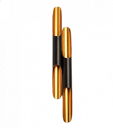 Iron and black brass-plated wall lamp, 1970s