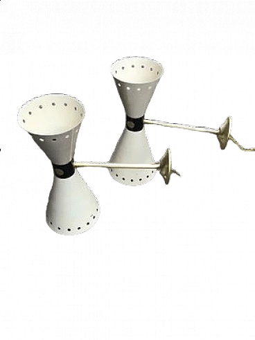 Diablo white brass wall lamp by Stilnovo, 1950s