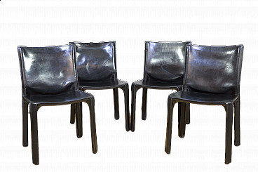 4 Cab 412 chairs by Mario Bellini for Cassina, 1970s