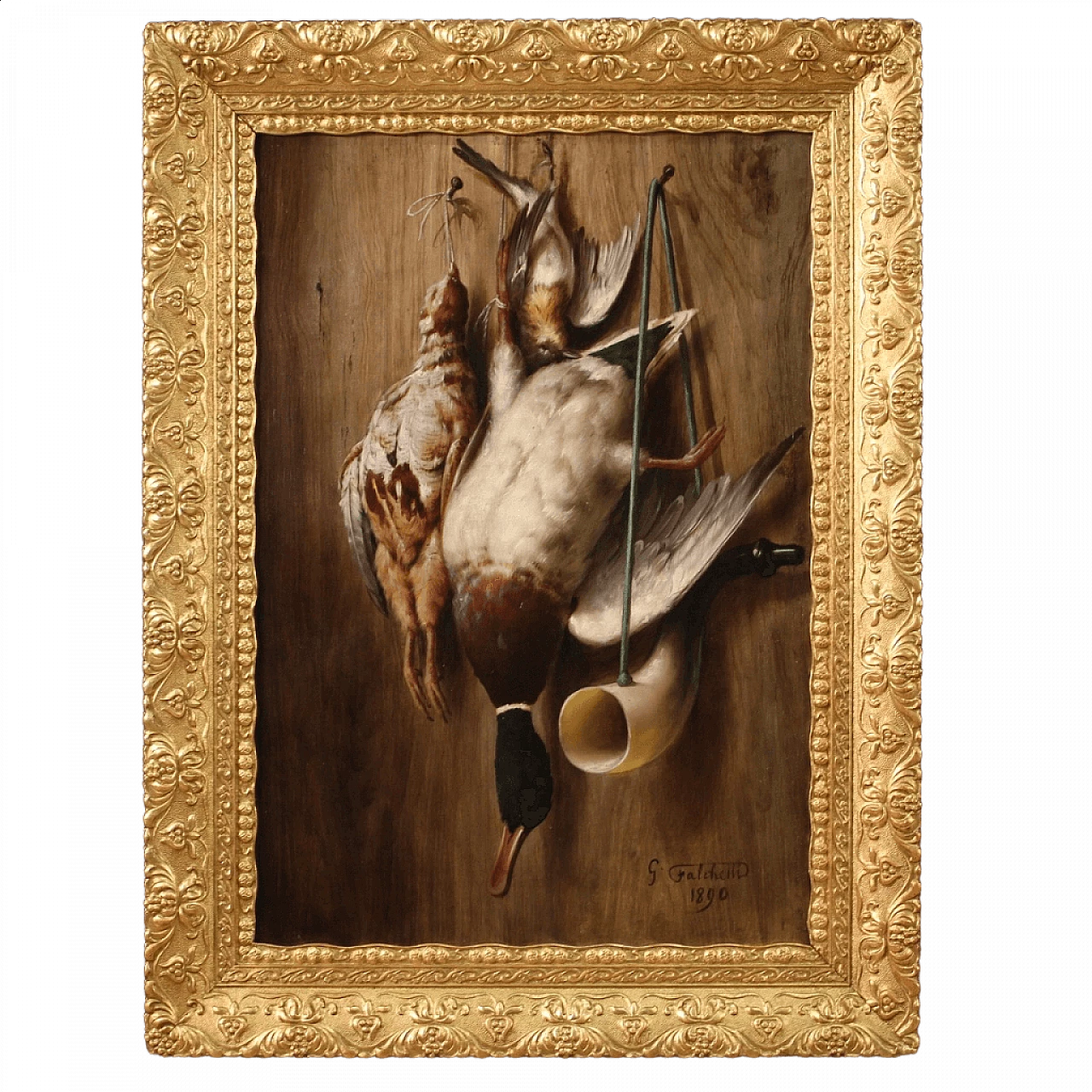 Oil on canvas of still life signed Giuseppe Falchetti, 19th century 13