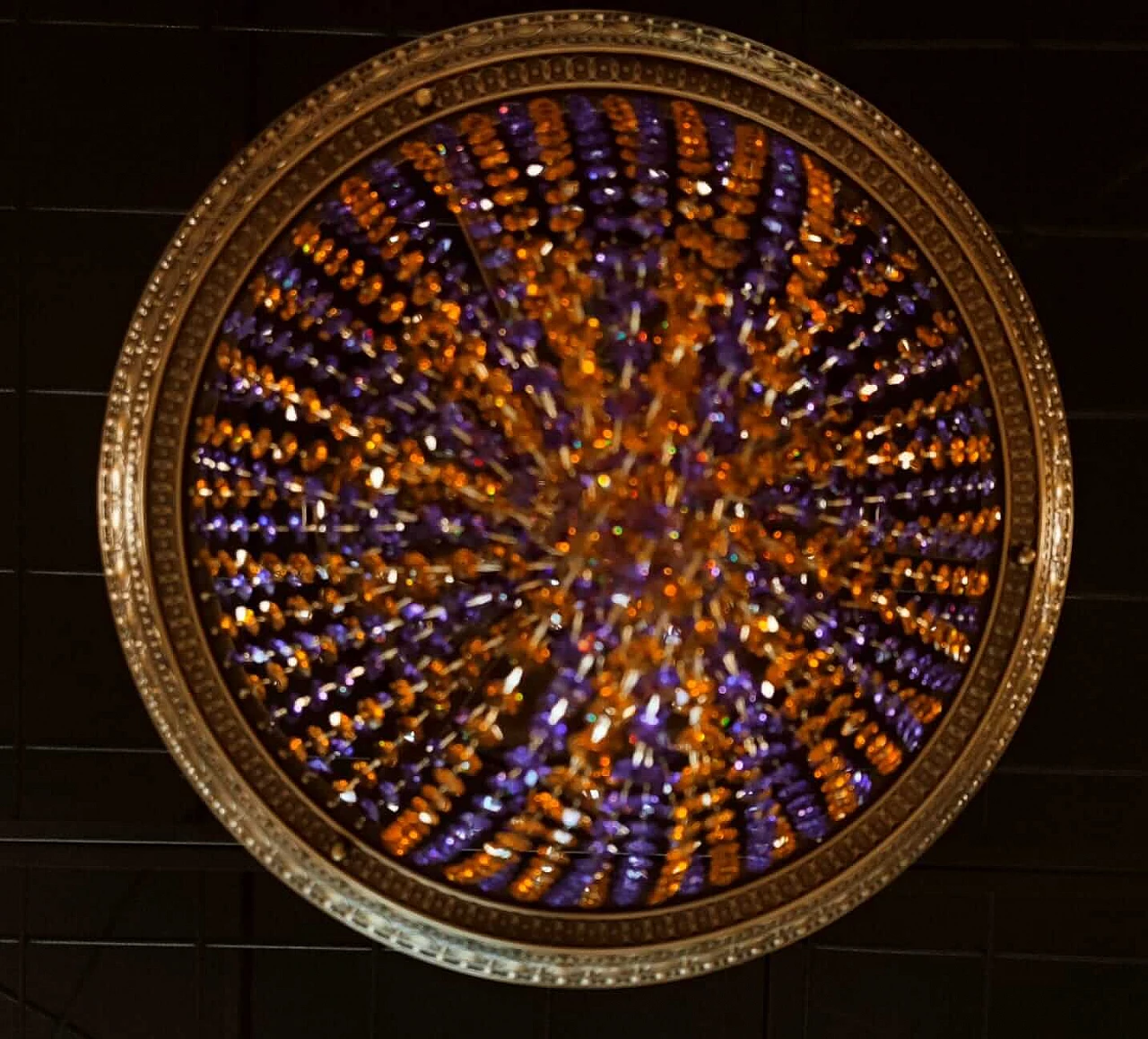 Plafoniera in cristallo ambra e lilla, anni '60 1