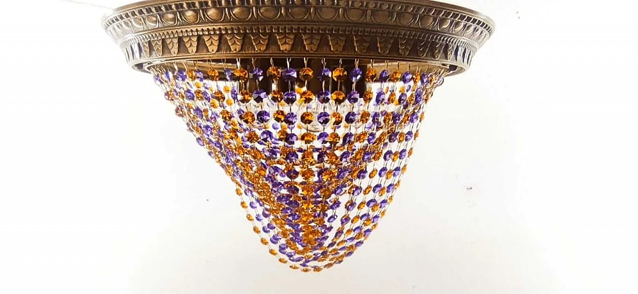 Plafoniera in cristallo ambra e lilla, anni '60 5