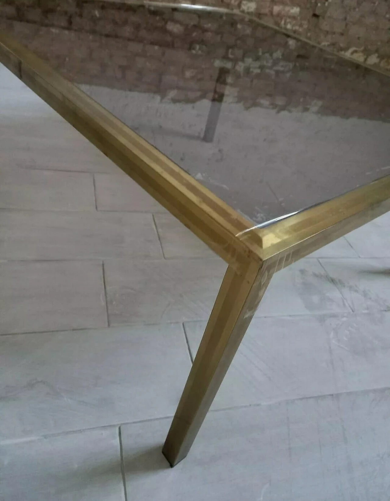 Brass coffee table with smoked glass top, 1970s 3