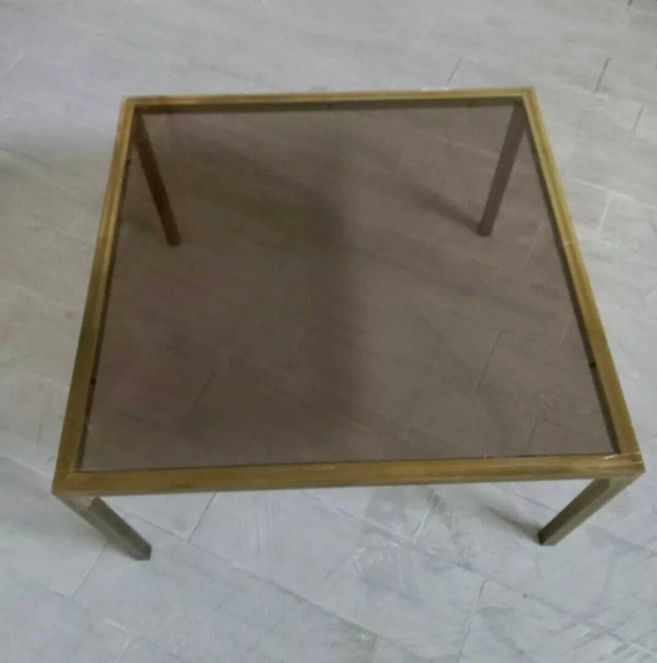 Brass coffee table with smoked glass top, 1970s 5
