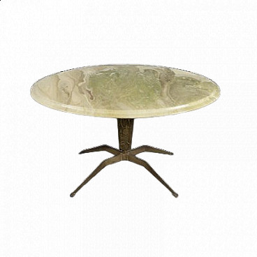 Round table with brass base, 1950s