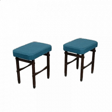 Pair of beech and fabric stools, 1950s