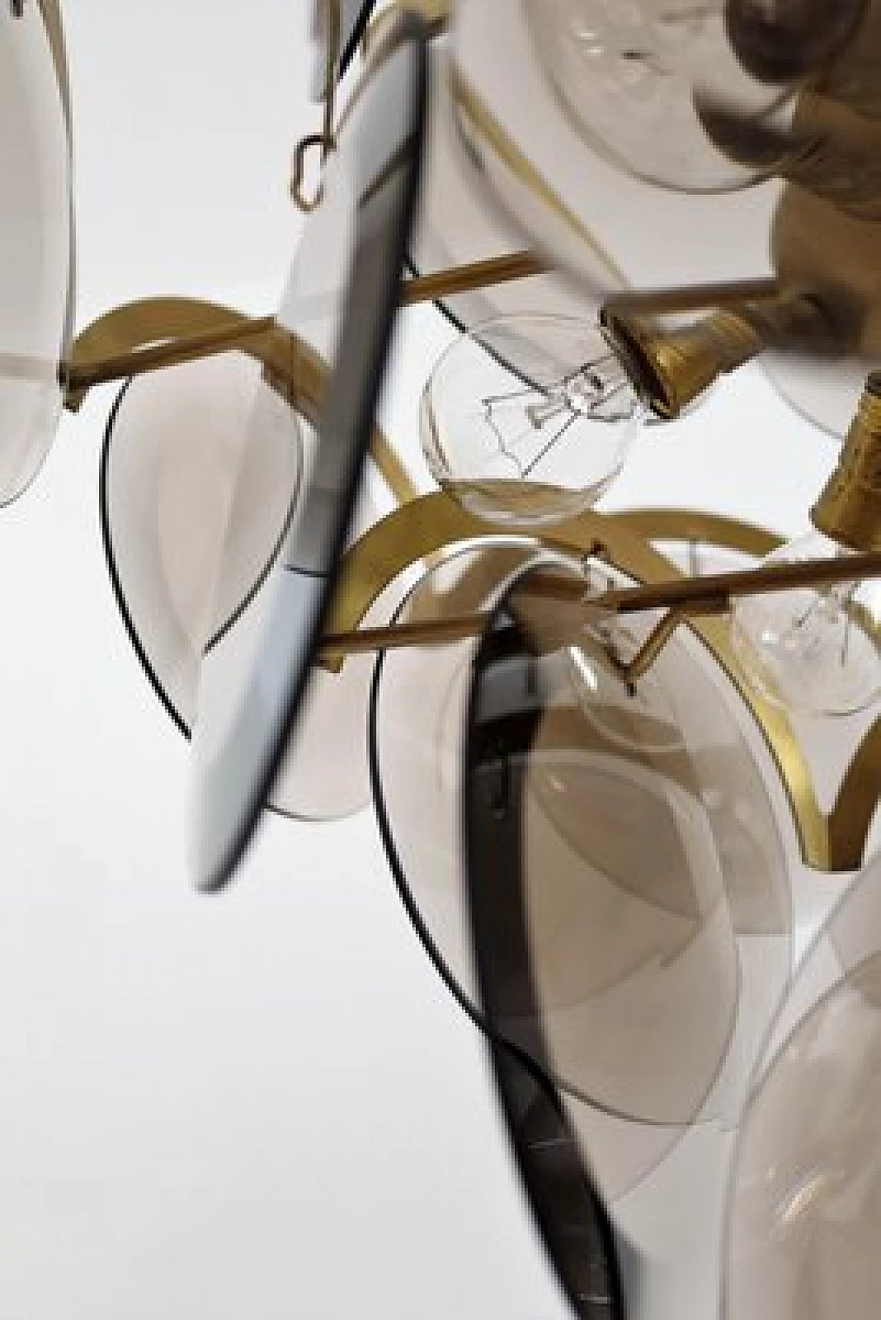 Brass and smoked glass chandelier by Vistosi, 1960s 7