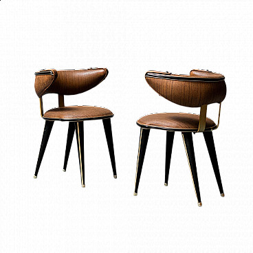 Pair of faux leather chairs by Umberto Mascagni, 1960s