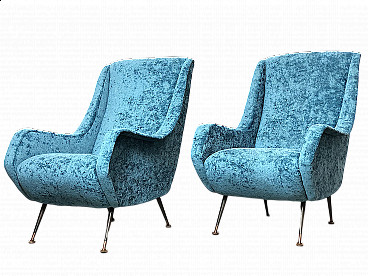 Pair of armchairs by Aldo Morbelli for ISA Bergamo, 1950s
