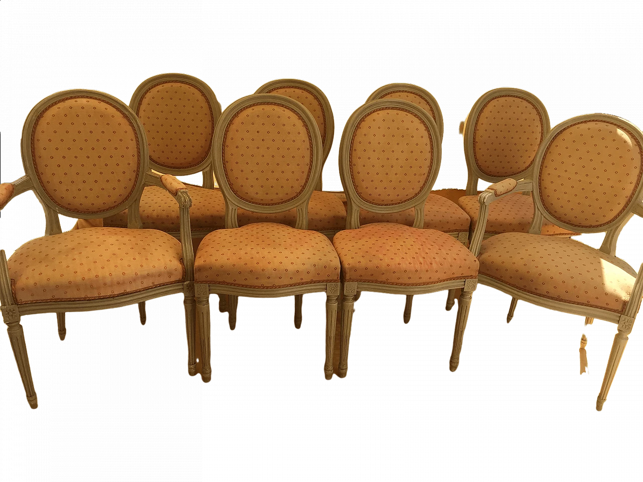 8 Sedie in stile Luigi XVI imbottite e intarsiate 41