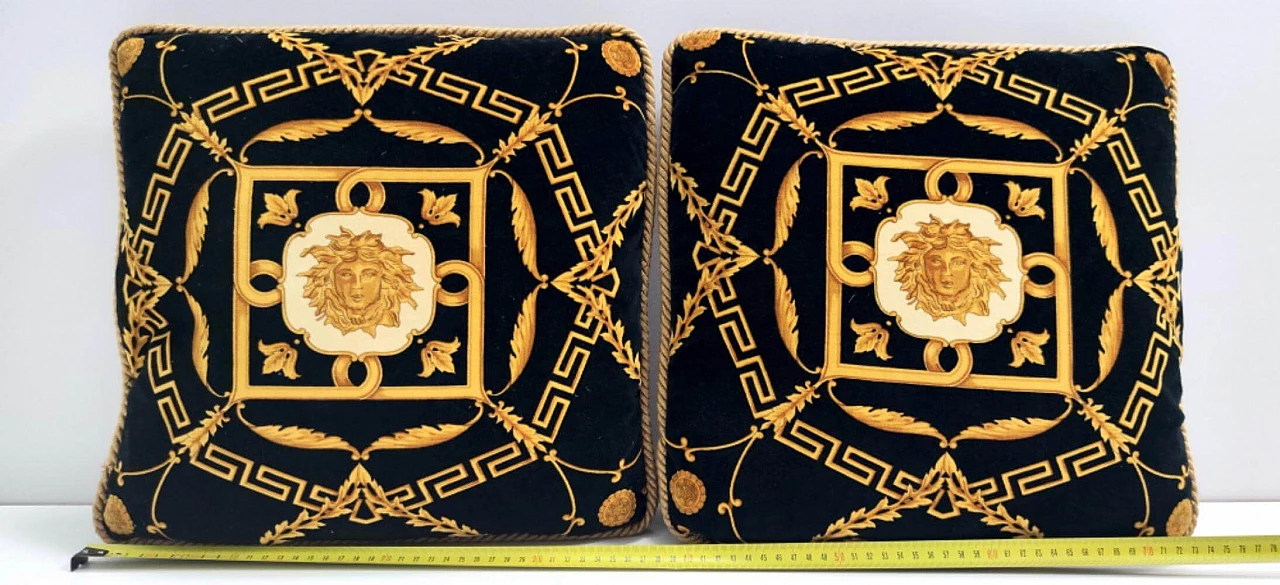 Pair of black cushions by Gianni Versace, 1980s 8