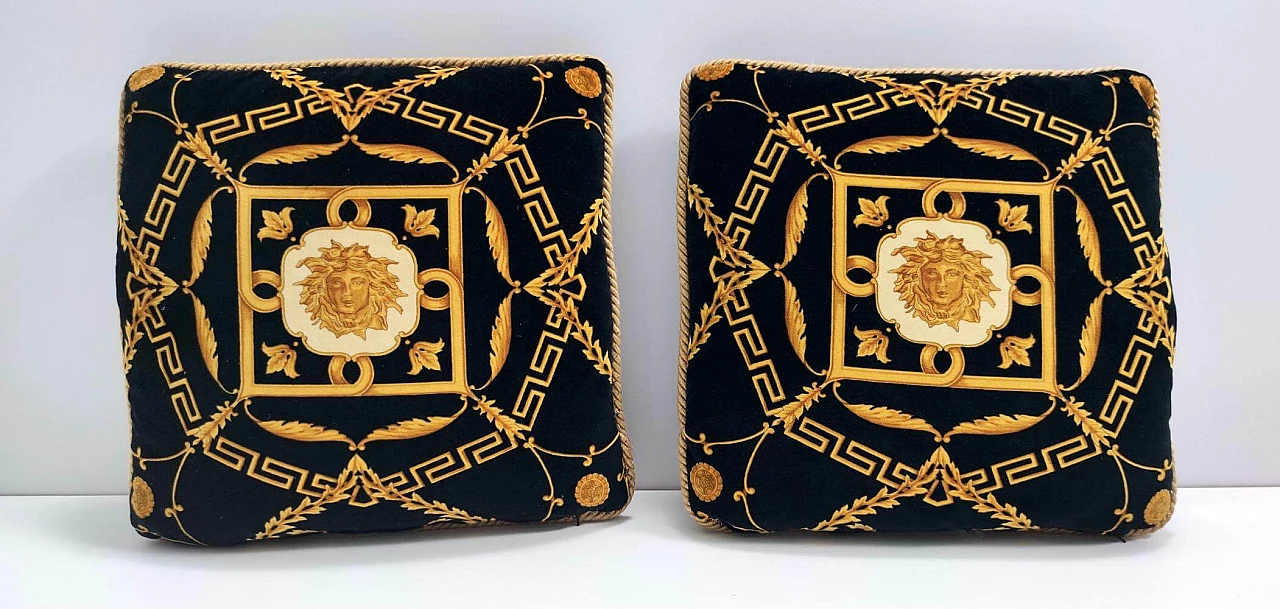 Pair of black cushions by Gianni Versace, 1980s 9