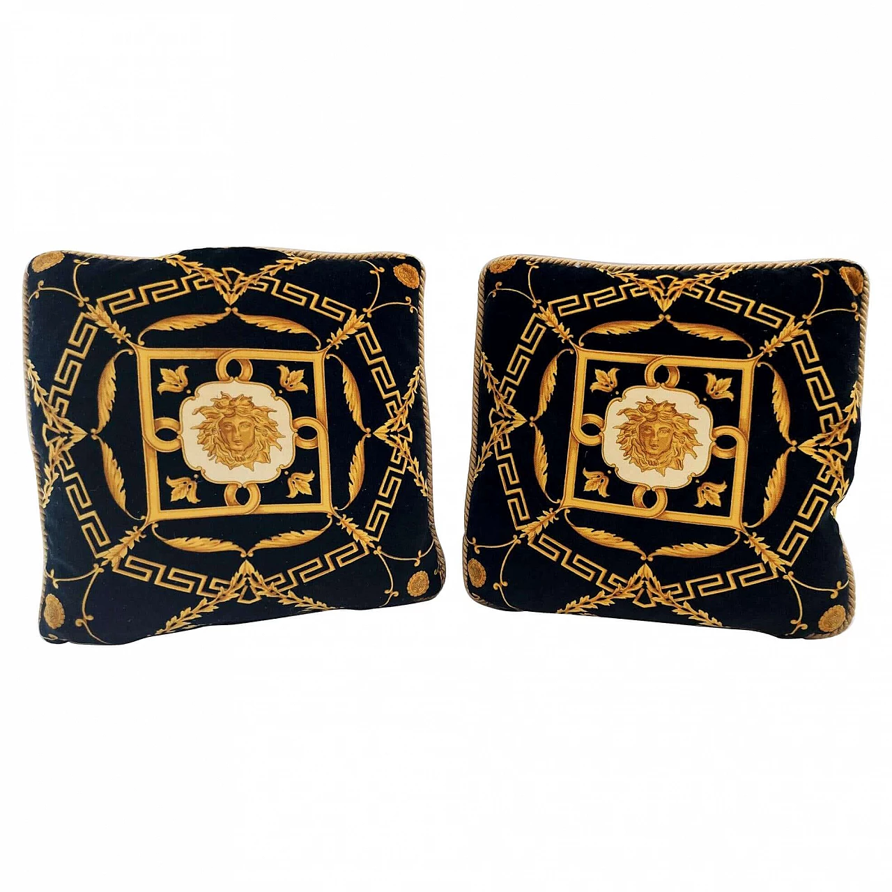 Pair of black cushions by Gianni Versace, 1980s 10