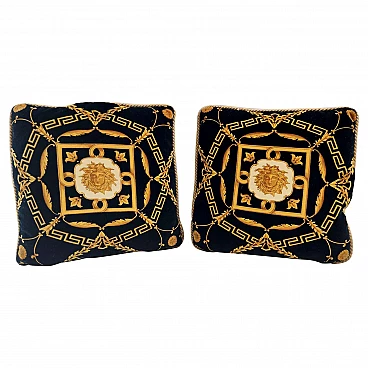 Pair of black cushions by Gianni Versace, 1980s